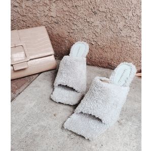 fuzzy square toe mule